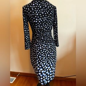 White House Black Market black geometric-print dress, size 4.